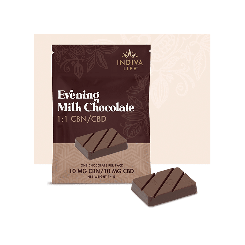 Indiva Life : EVENING MILK CHOCOLATE 1:1 CBN:CBD 3 Indiva Life EVENING MILK CHOCOLATE CBNCBD b