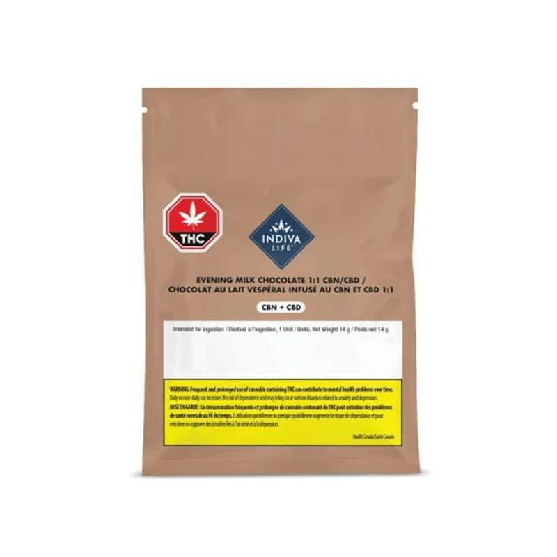 Indiva Life : EVENING MILK CHOCOLATE 1:1 CBN:CBD 4 Indiva Life EVENING MILK CHOCOLATE CBNCBD c