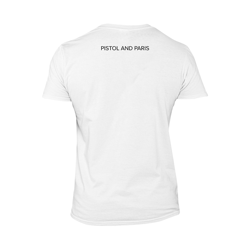 Pistol and Paris: T-Shirt - White 6 Pistol and Paris T Shirt White c