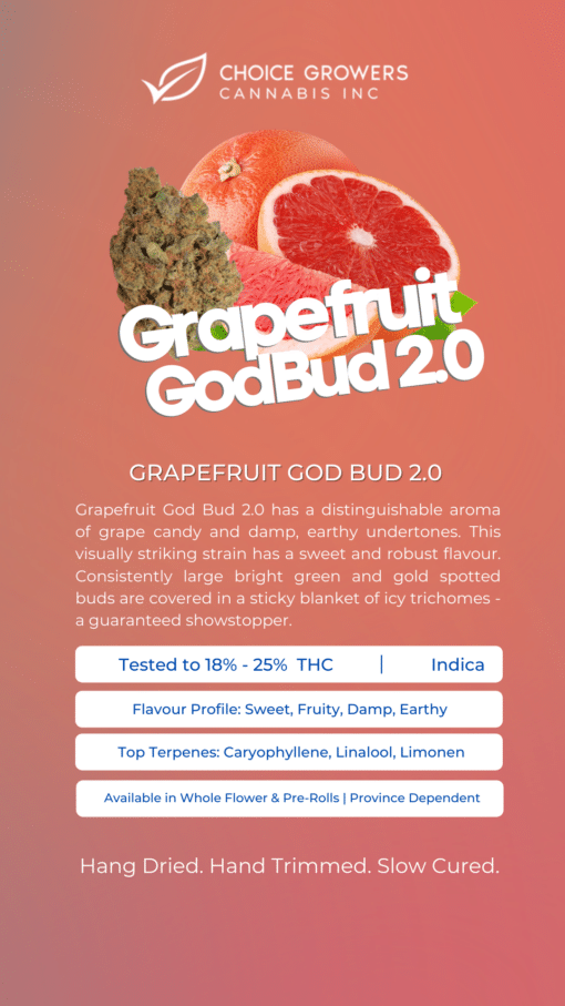 Choice Growers Cannabis : Grapefruit God Bud 2.0 Pre-Rolls