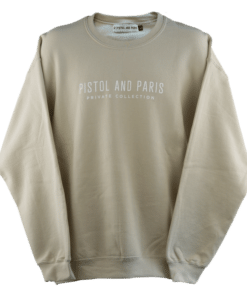 Pistol and Paris: Private Collection Crew Sweatshirt (Sand with White Lettering)