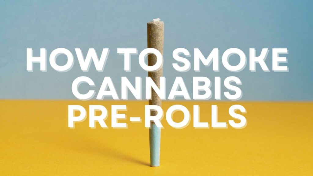 Single Pre-Roll Cannabis Joint On Yellow Table With Article Title In Foreground