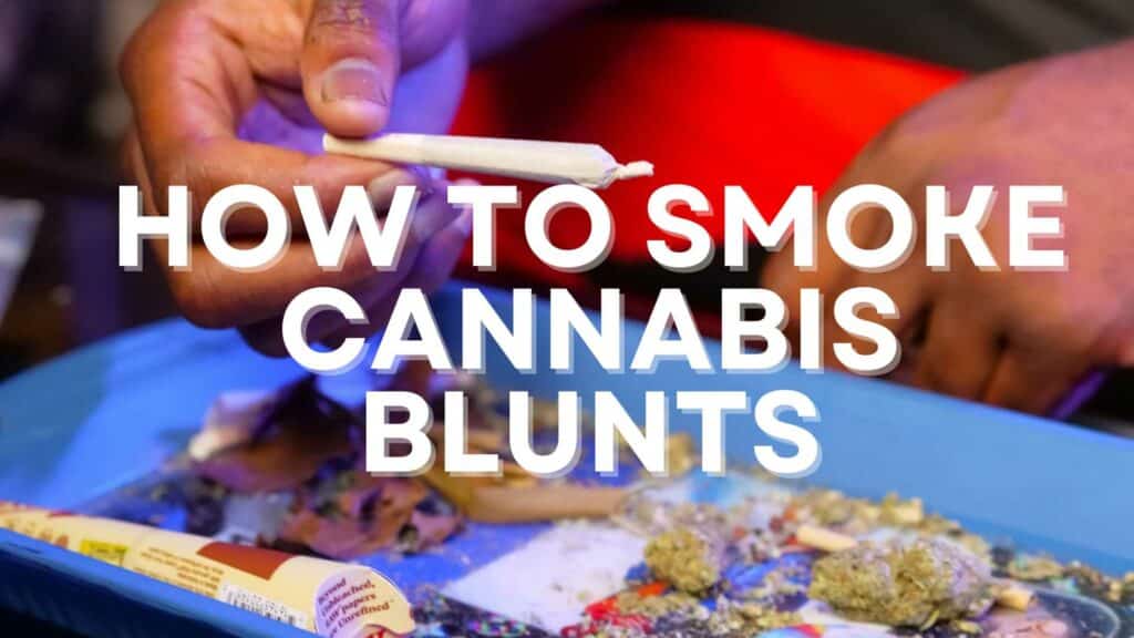 Person Rolling Cannabis Blunt With Article Title In Foreground