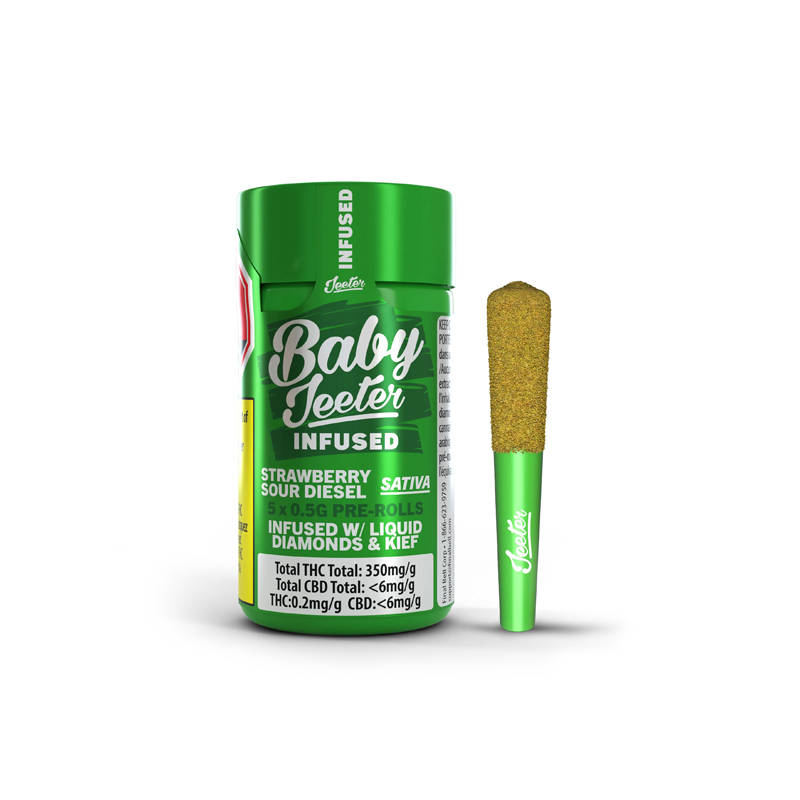 Jeeter : BABY JEETER INFUSED STRAWBERRY SOUR DIESEL PREROLL 3 Jeeter BABY JEETER INFUSED STRAWBERRY SOUR DIESEL PREROLL B