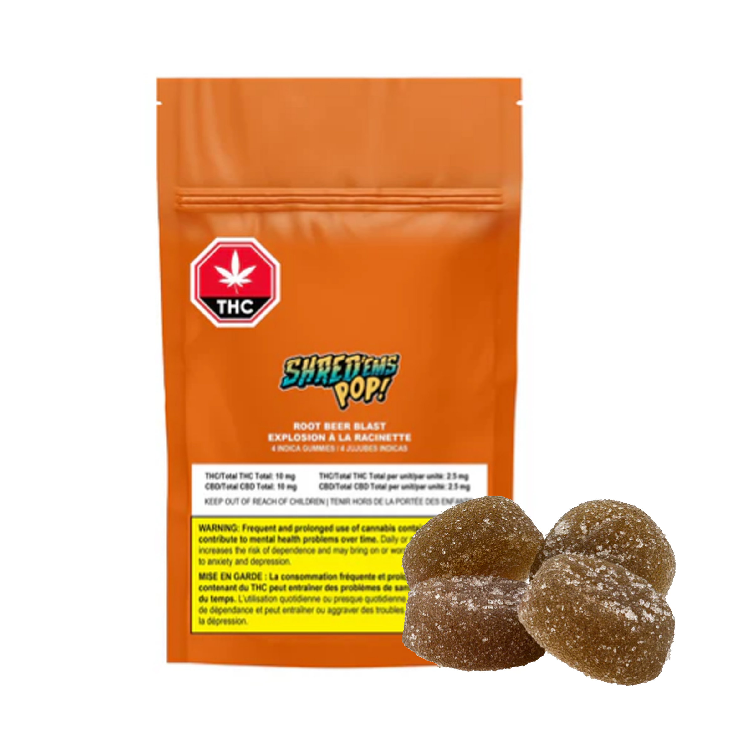 Shred'ems : ROOT BEER BLAST GUMMIES - 4 x 2.5 mg 1 Shred'ems : ROOT BEER BLAST GUMMIES - 4 x 2.5 mg