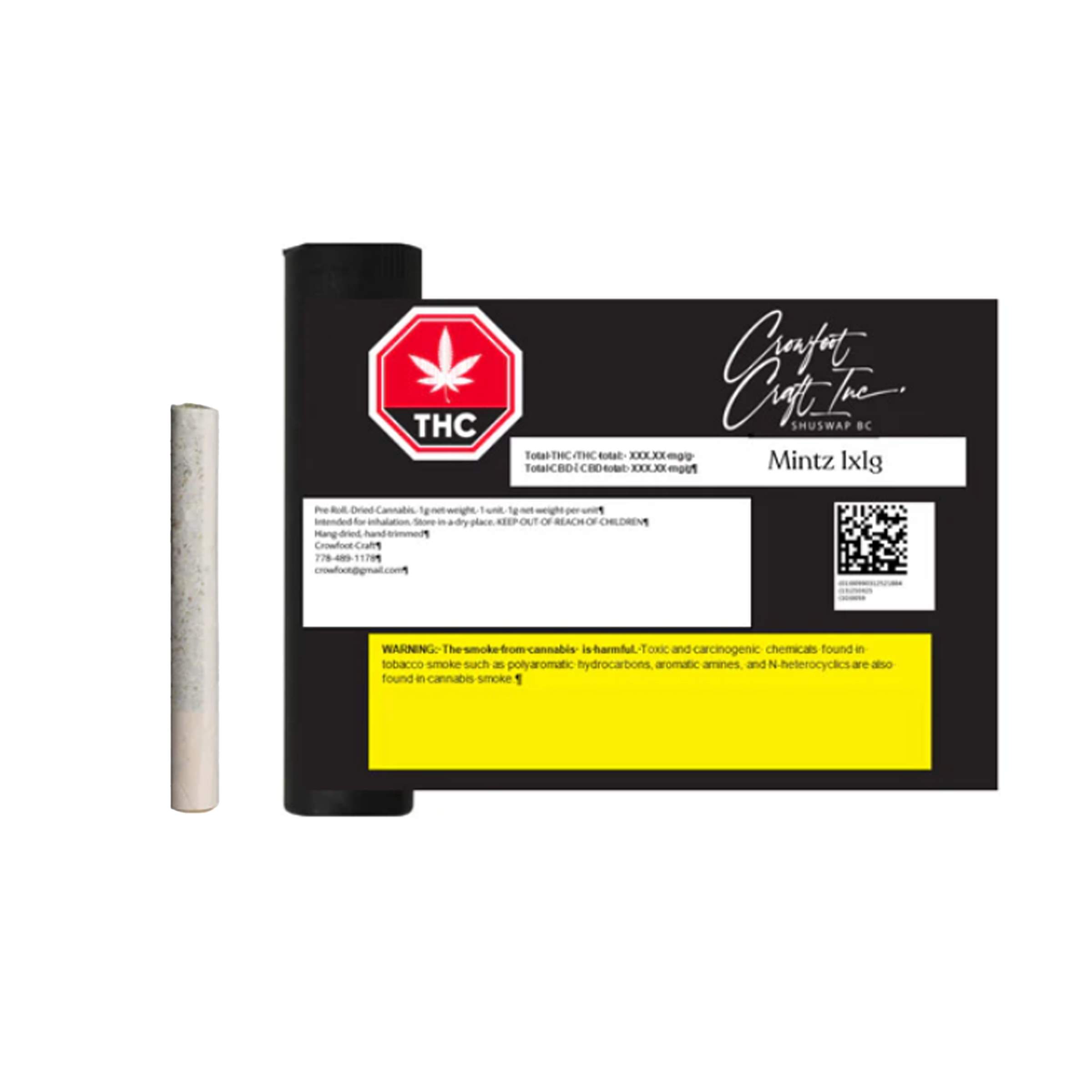 Crowfoot Craft : MINTZ PRE-ROLL (ANIMAL MINTS) - 1 x 1g 1 Crowfoot Craft : MINTZ PRE-ROLL (ANIMAL MINTS) - 1 x 1g