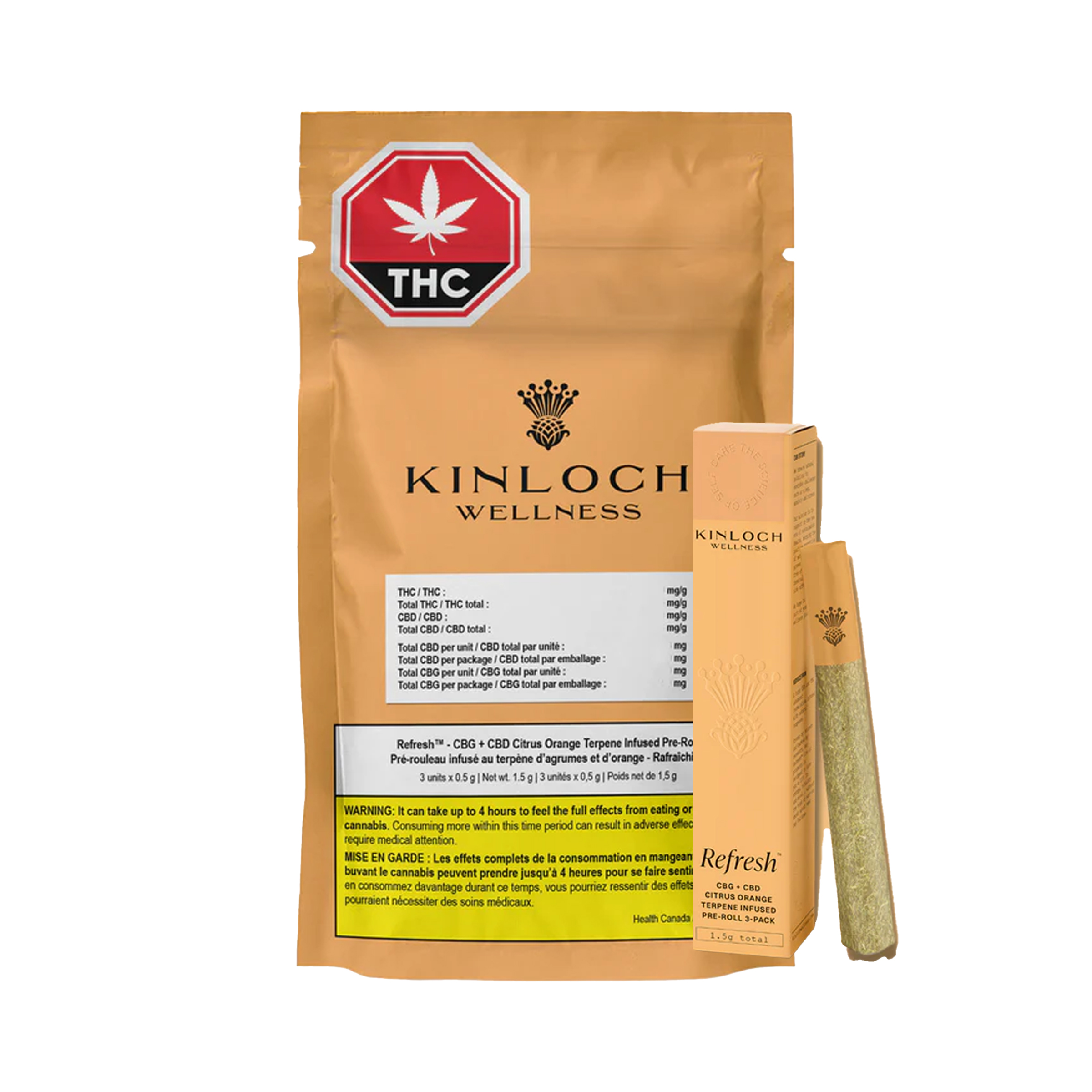Kinloch Wellness : CBG + CBD 210 Citrus Orange Terpene Infused Pre-Rolls - 3 x 0.5g 1 Kinloch Wellness : CBG + CBD 210 Citrus Orange Terpene Infused Pre-Rolls - 3 x 0.5g