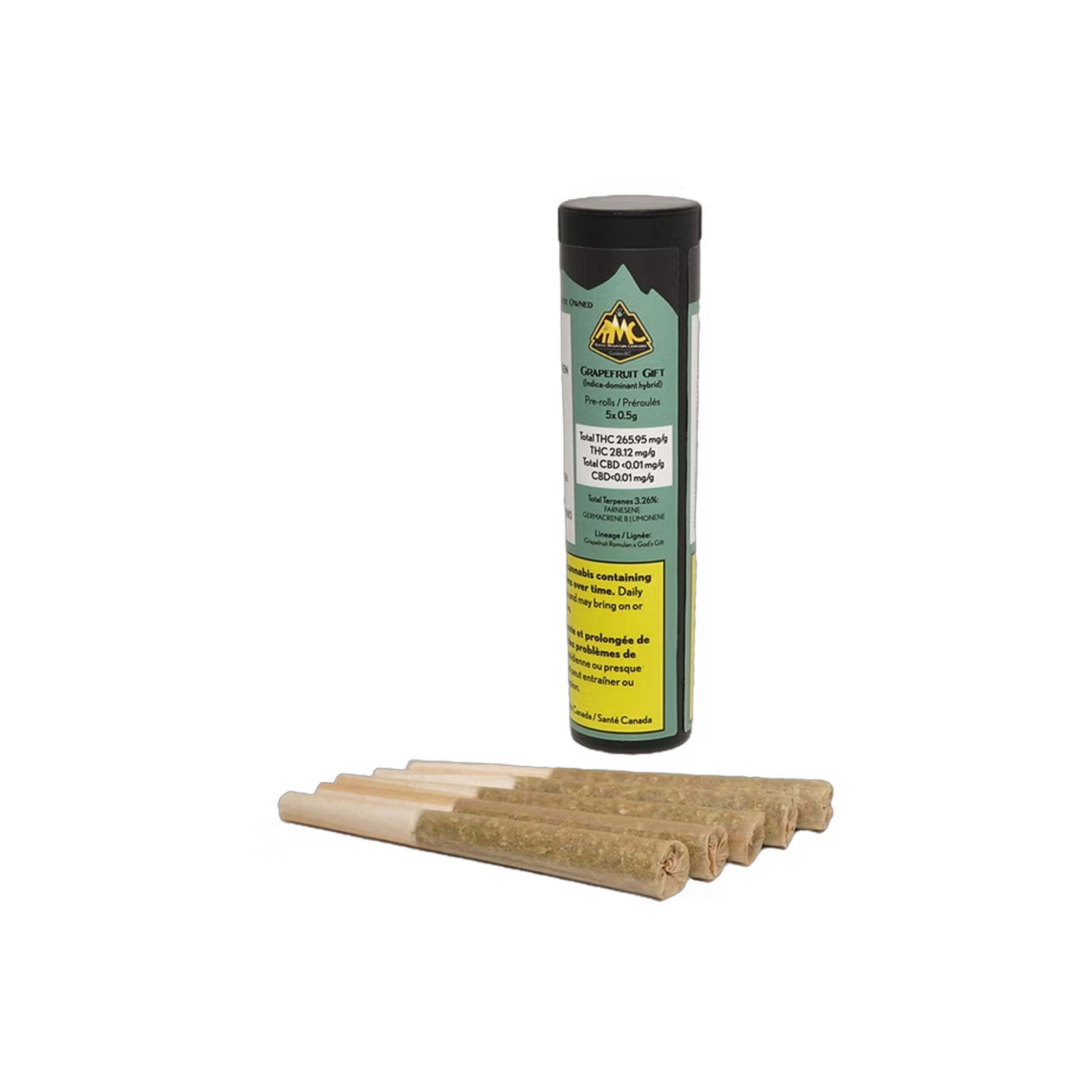 Rocky Mountain Cannabis : GRAPEFRUIT ROMULAN PRE-ROLLS - 5 x 0.5g 1 Rocky Mountain Cannabis : GRAPEFRUIT ROMULAN PRE-ROLLS - 5 x 0.5g