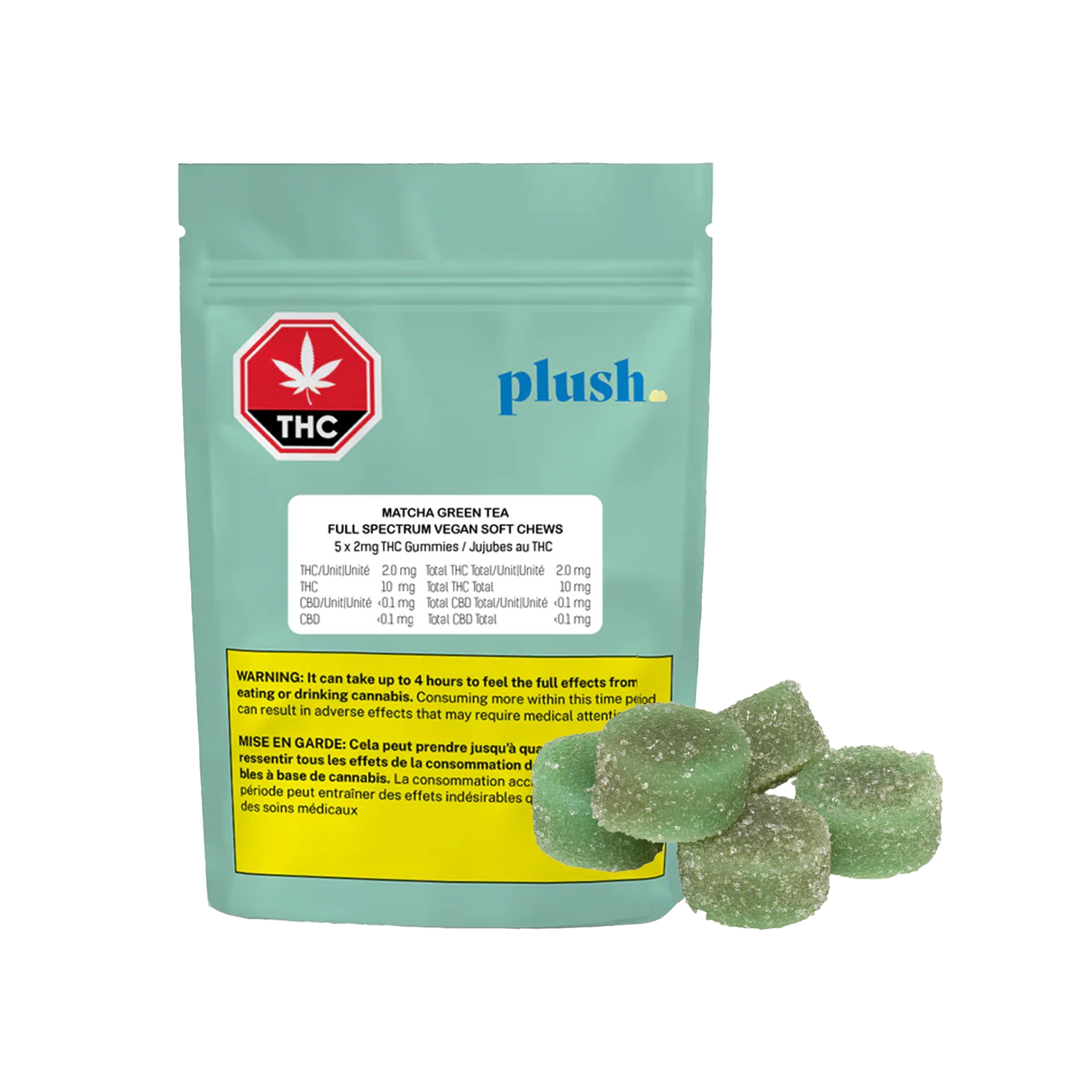 Plush : Matcha Green Tea Full Spectrum Vegan Soft Chews - 5 x 2mg 1 Plush : Matcha Green Tea Full Spectrum Vegan Soft Chews - 5 x 2mg