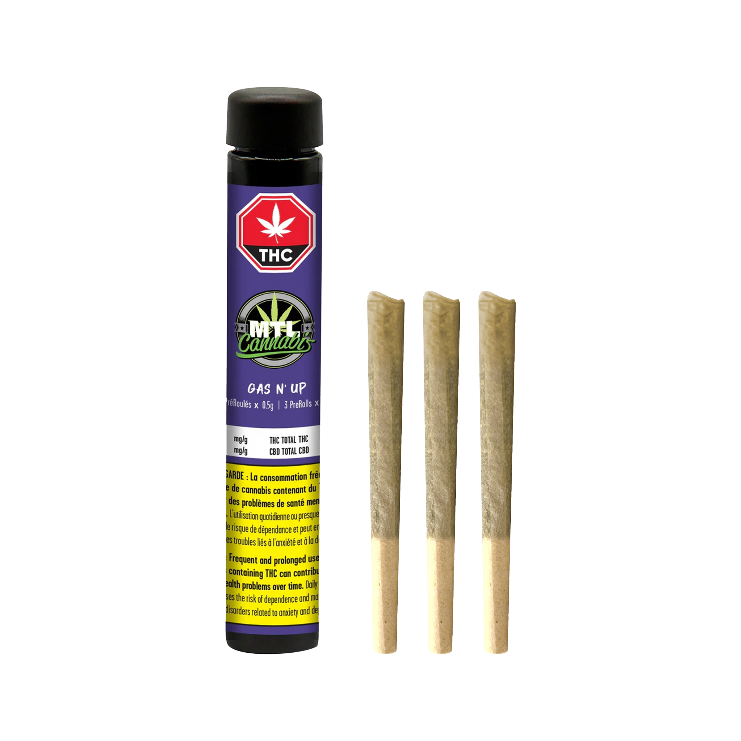 MTL Cannabis : GAS N' UP PRE-ROLLS (GAS OG) - 3 x 0.5g 1 MTL Cannabis : GAS N' UP PRE-ROLLS (GAS OG) - 3 x 0.5g