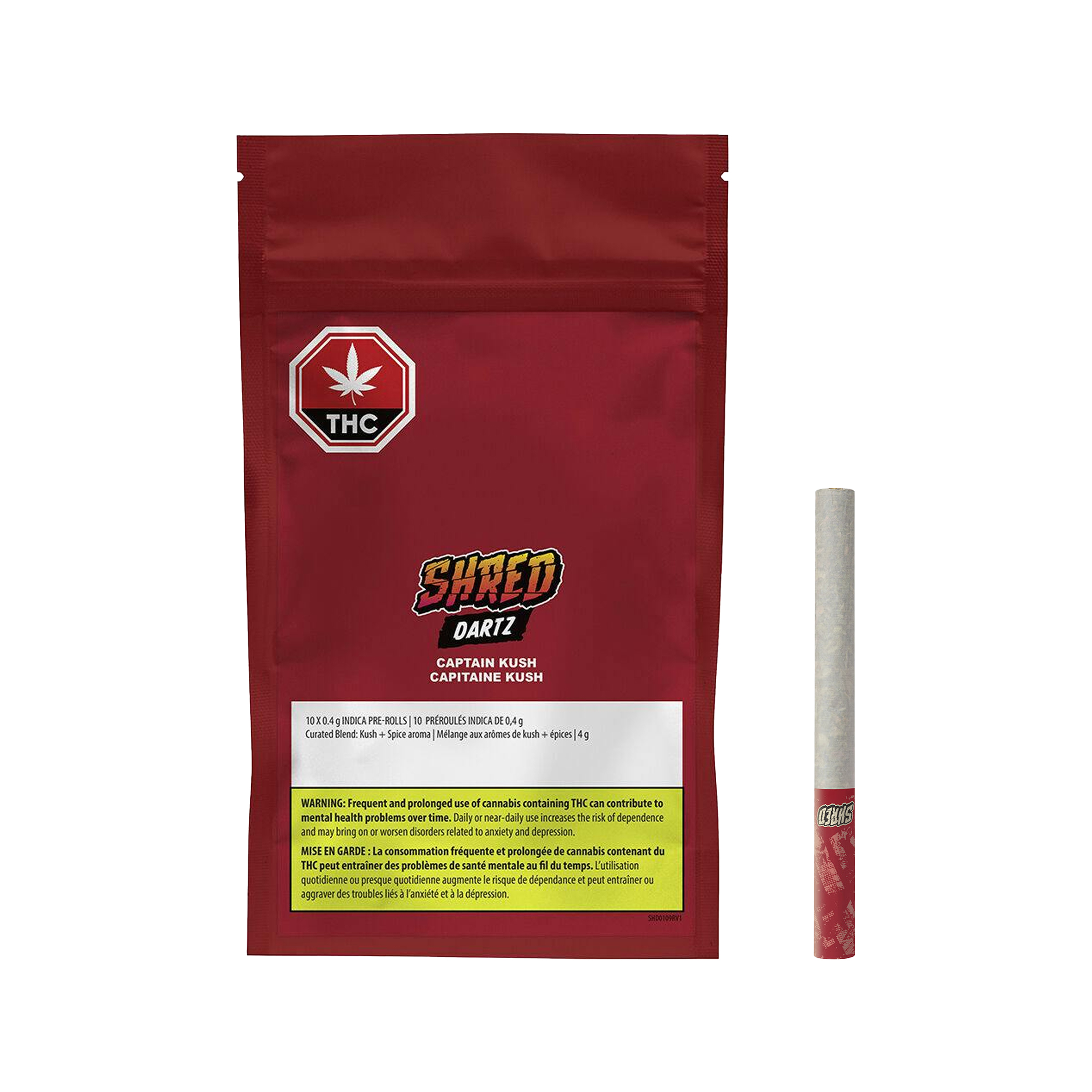 Shred : CAPTAIN KUSH DARTZ PRE-ROLLS - 10 x 0.4g 1 Shred : CAPTAIN KUSH DARTZ PRE-ROLLS - 10 x 0.4g