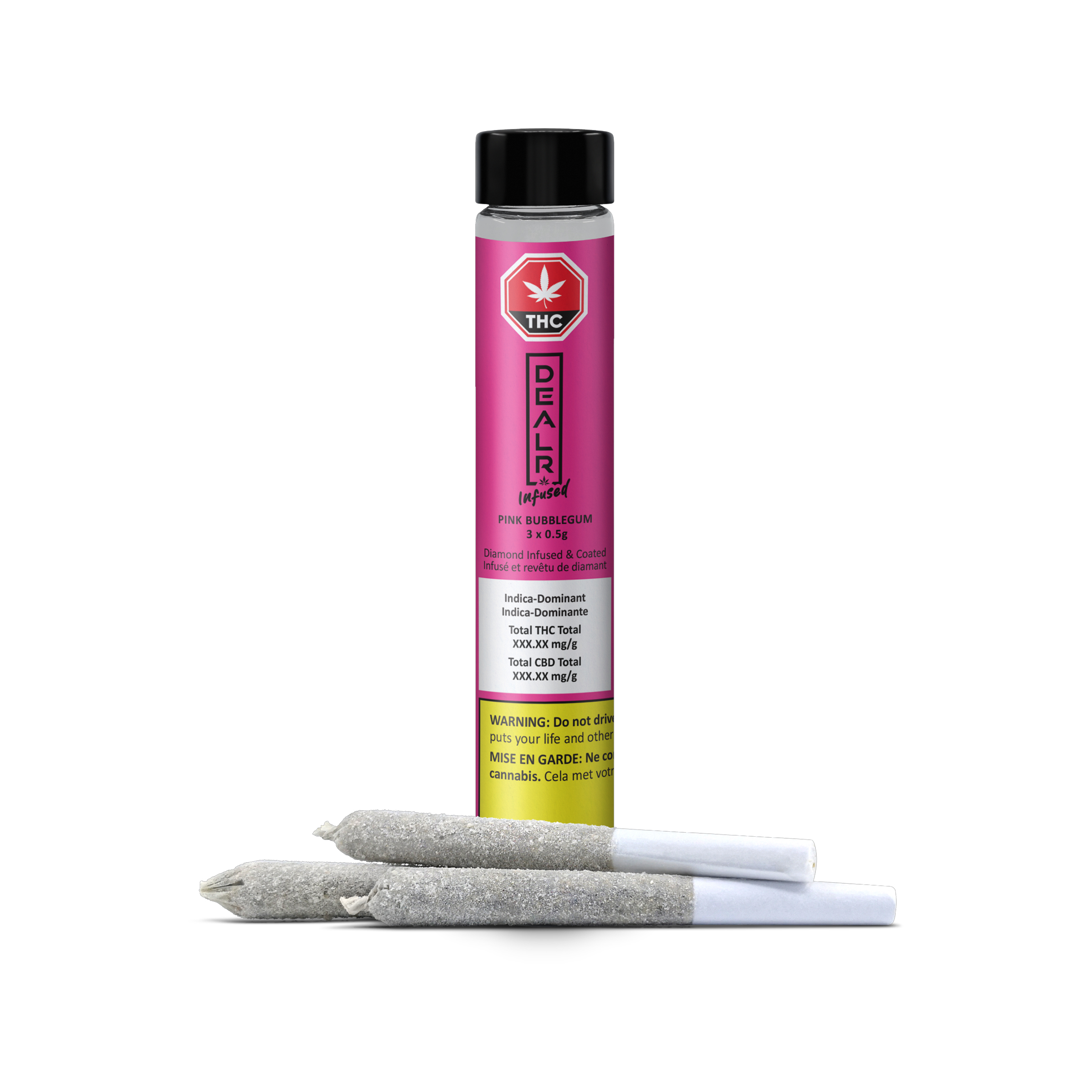 Dealr : PINK BUBBLEGUM INFUSED PRE-ROLLS - 3 x 0.5g 1 Dealr : PINK BUBBLEGUM INFUSED PRE-ROLLS - 3 x 0.5gDealr : PINK BUBBLEGUM INFUSED PRE-ROLLS - 3 x 0.5g