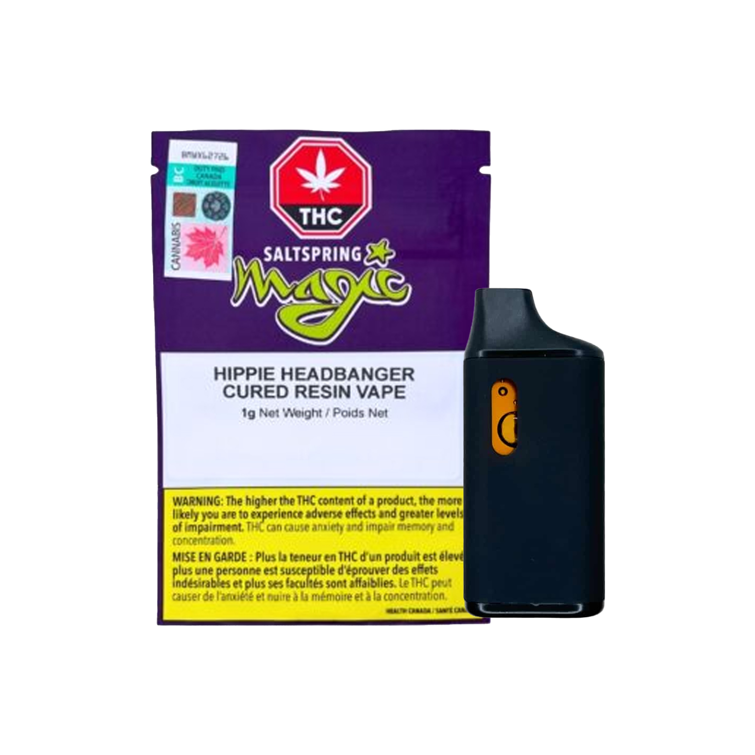 Salt Spring Magic : HIPPIE HEADBANGER CURED RESIN VAPE (OG Kush x Sour Diesel) - 1g 1 Salt Spring Magic : HIPPIE HEADBANGER CURED RESIN VAPE (OG Kush x Sour Diesel) - 1g