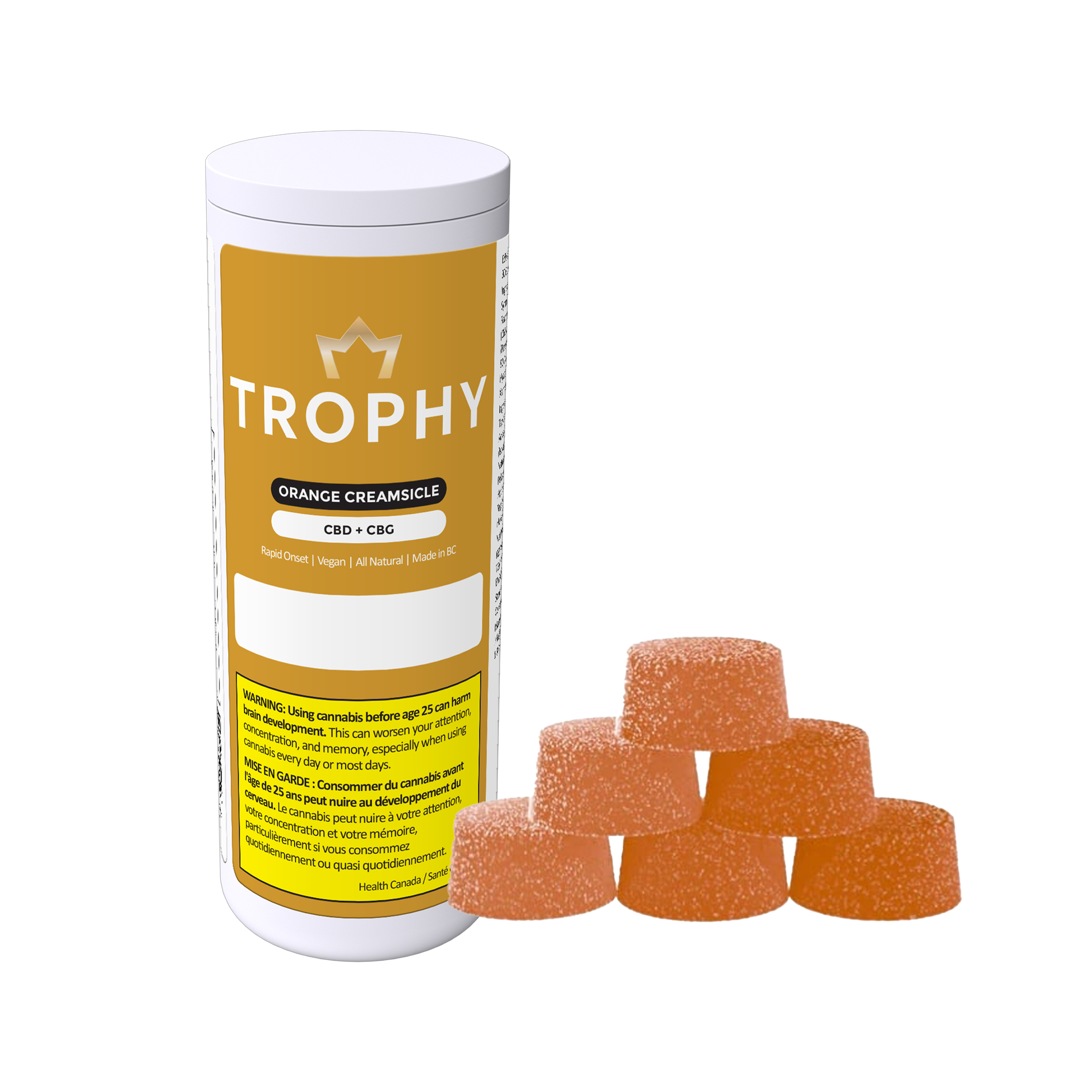 Trophy : ORANGE CREAMSICLE CBD:CBG GUMMIES 1 Trophy : ORANGE CREAMSICLE CBD:CBG GUMMIES