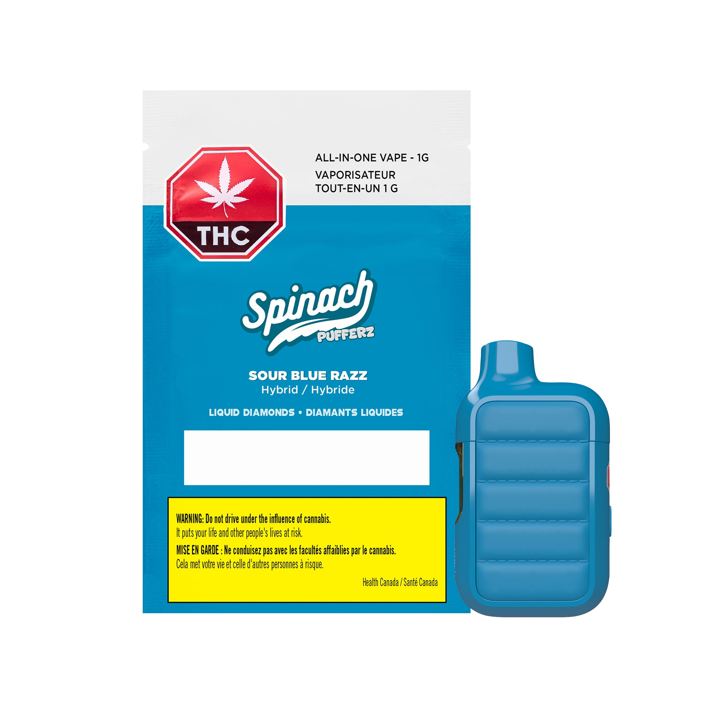 Spinach : PUFFERZ SOUR BLUE RAZZ DISPOSABLE PEN - 1g 1 Spinach : PUFFERZ SOUR BLUE RAZZ DISPOSABLE PEN - 1g