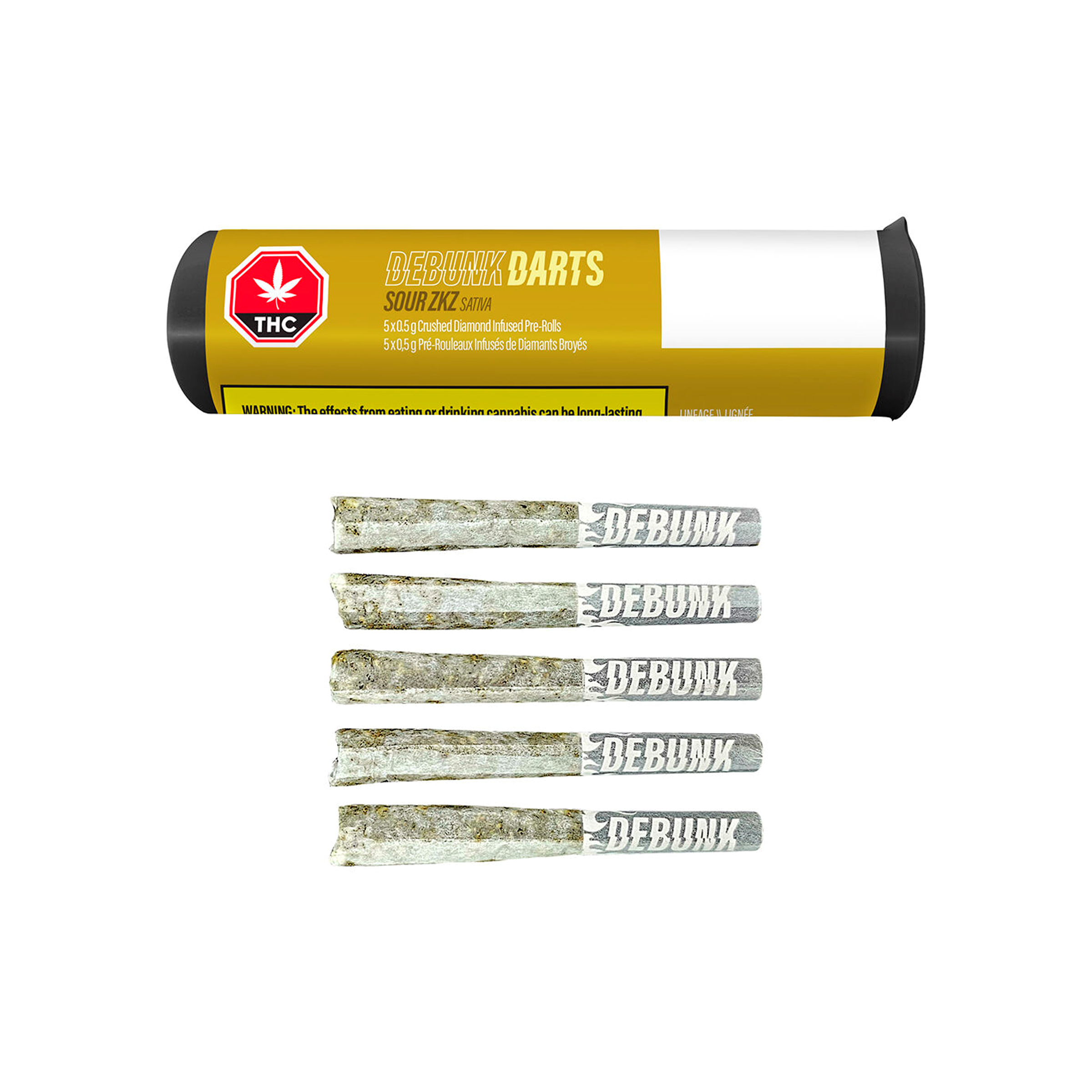 Debunk : SOUR ZKZ BUBBLE HASH COATED INFUSED PRE-ROLLS - 5 x 0.5g 1 Debunk : SOUR ZKZ BUBBLE HASH COATED INFUSED PRE-ROLLS - 5 x 0.5g