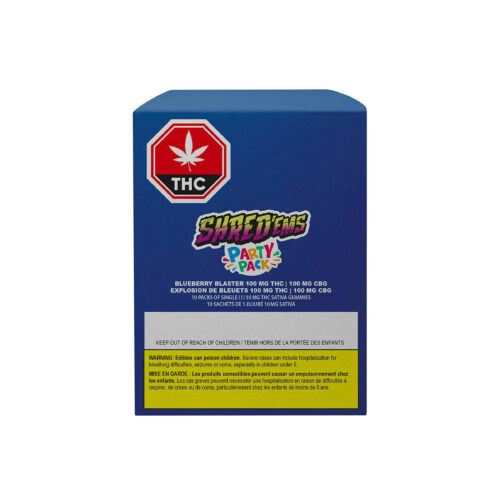 Shred : BLUEBERRY BLASTER PARTY PACK THC:CBG GUMMIES - 10 PACK