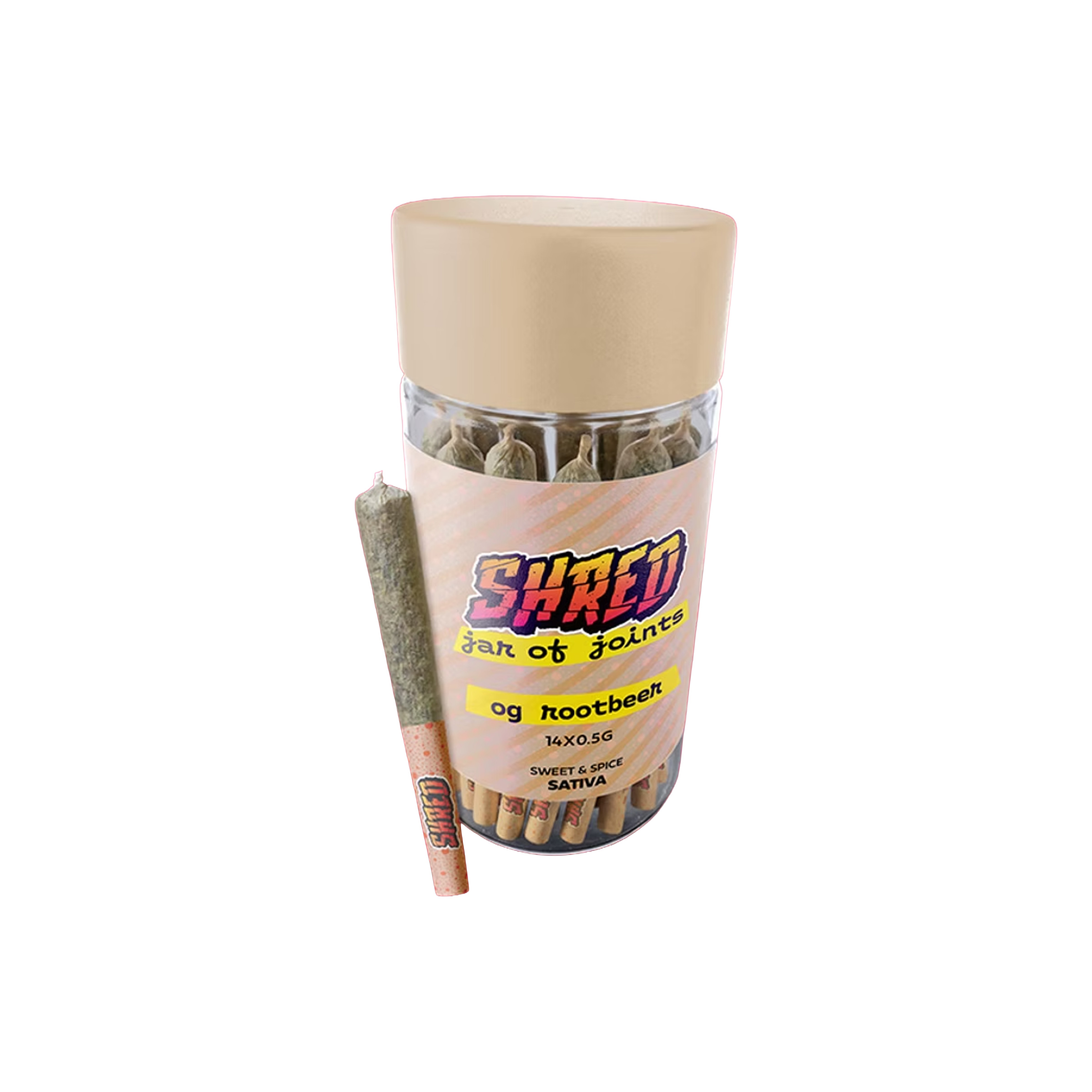 Shred : OG ROOTBEER JAR OF JOINTS PRE-ROLLS - 14 x 0.5g 1 Shred : OG ROOTBEER JAR OF JOINTS PRE-ROLLS - 14 x 0.5g